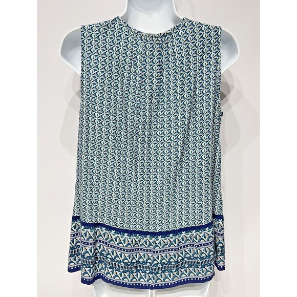NWT Tommy Bahama Oversize Rayon Blue Green Geometric Tassel Blouse Women Size XS - Picture 7 of 13